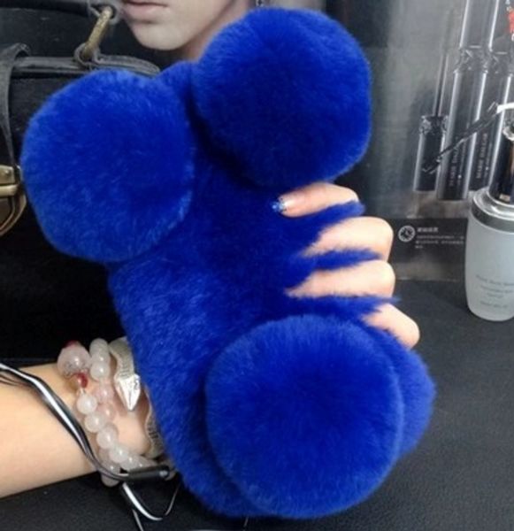 

panda design rabbit fur case for iphone 11 fashion plush rabbit fur phone case cartoon warm fluffy hair plush case cover