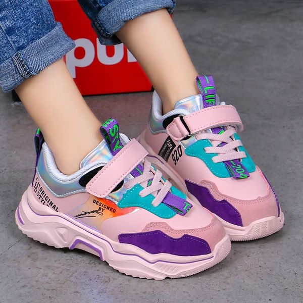 

ilqxp girls' sneakers spring new fashion internet celebrity dad sports sports shoes for middle and older children comfortable all-match, Black