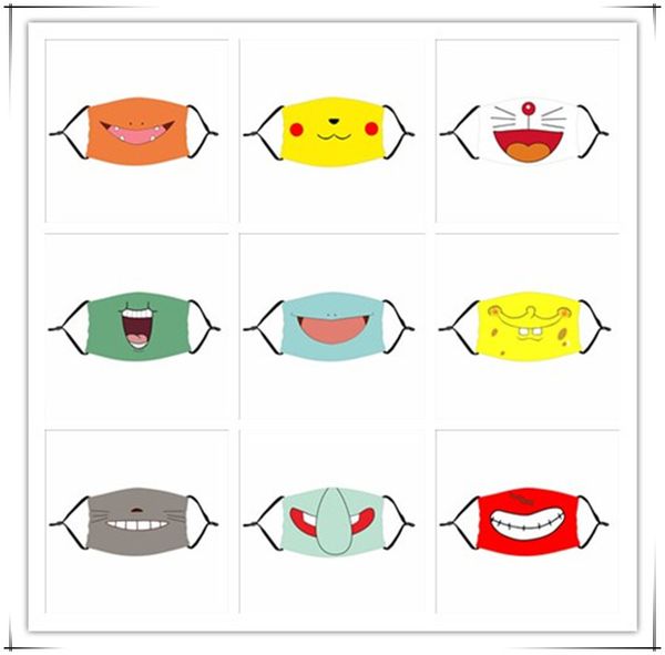 

2020 симпатичные маски мультфильм 3d дизайн лица для детей крышки рот маска респиратор пылезащитный антибактериальное моющийся reusabl маски