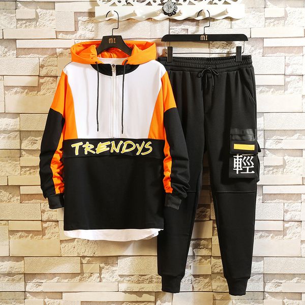 

men's tracksuits mens fashion sportswear japanese streetwear side striped hoodies chinese elements pants hip hop sports clothes sets, Gray