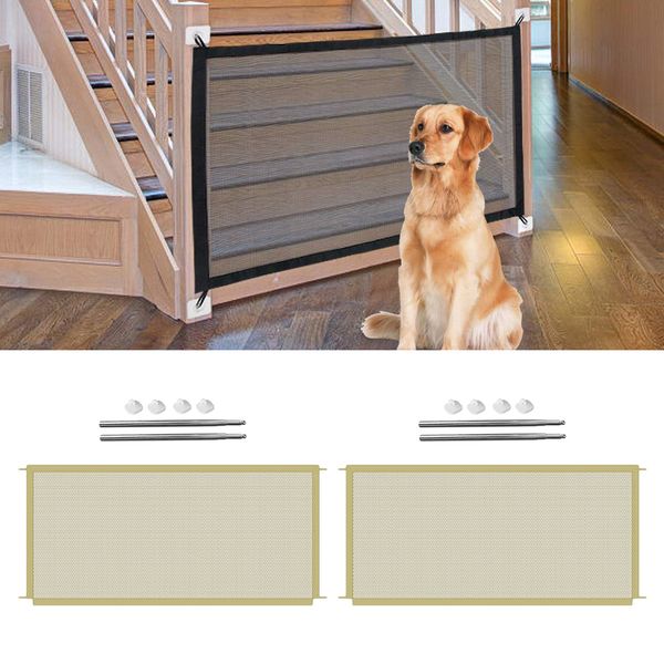 

2pcs baby gate pet isolation mesh puppy door barrier safety enclosure gate