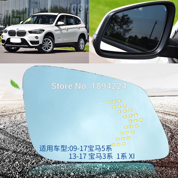 

for bmw 3 series / 5 series car rearview mirror wide angle blue mirror arrow led turning signal lights