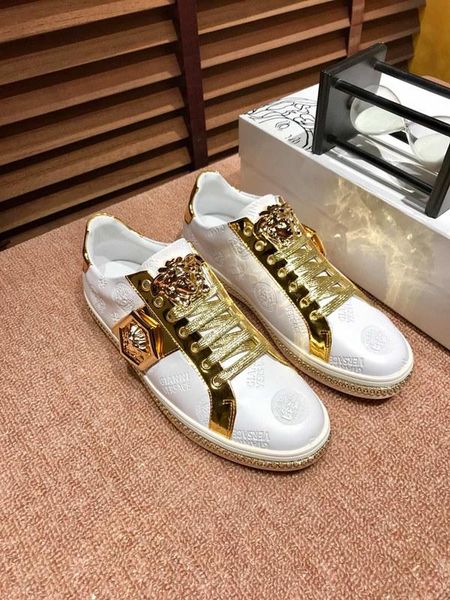 

2020 luxury fashion men's shoes low-lace-up embroidered medusa sneakers, high-quality casual wild outdoor shoes, size: 38-45, Black