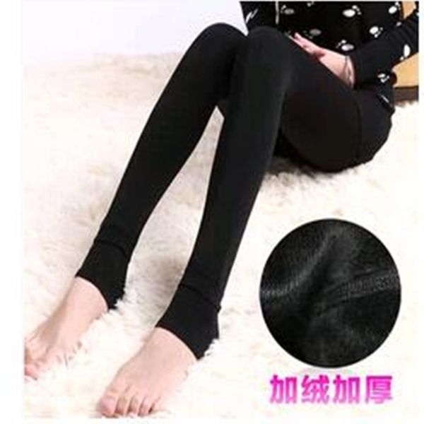 

2020 new 220 grams and anti pilling pearl cashmere is not inverted thick warm leggings one foot leggings, Black