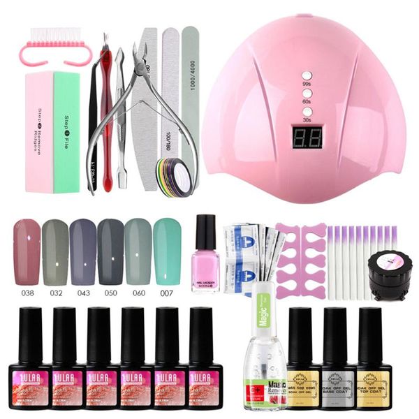 

27pcs/lot manicure set 36w uv led nail lamp dryer files nail gel polish soak off gel polish drying art tools professional