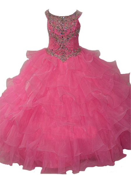 

actual image 2020 ruffle little girls beaded miss national first pageant dresses sequin communion kids birthday party ball gown, Red;yellow