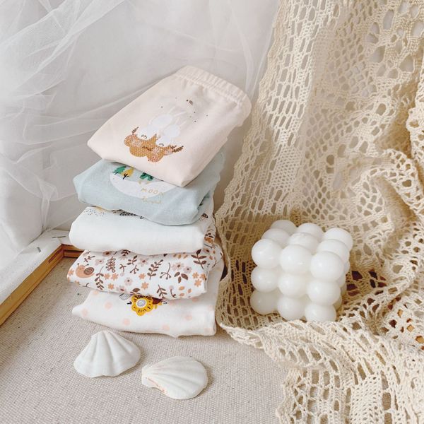 

ins2020 новые детские узкие брюки нижнее белье из чистого хлопка мило мультфильм девушка боксер белье 5 частей лосины, Camo