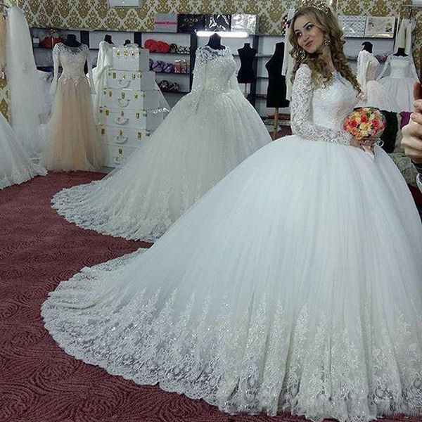 

vintage длинные рукава бусы бальное платье свадебное платье jewel шеи sequined официально платье свадебное платье для партии поезд стреловид, White