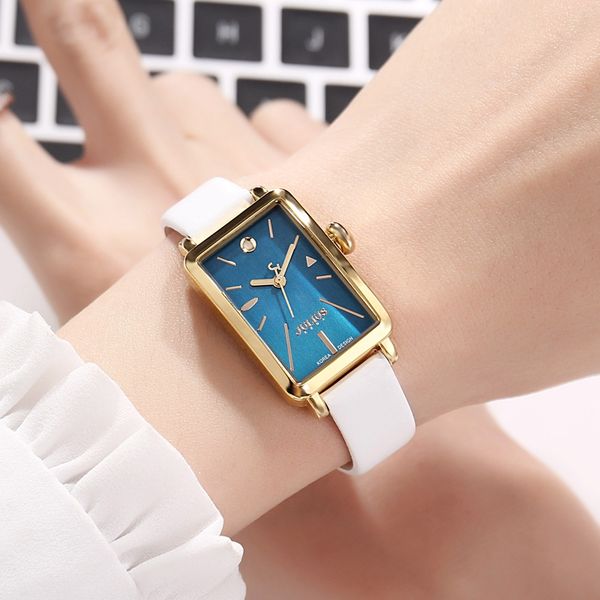 

women's fashion casual quartz analog waterproof watch female leather band gift watches julius girls hour time reloj, Slivery;brown
