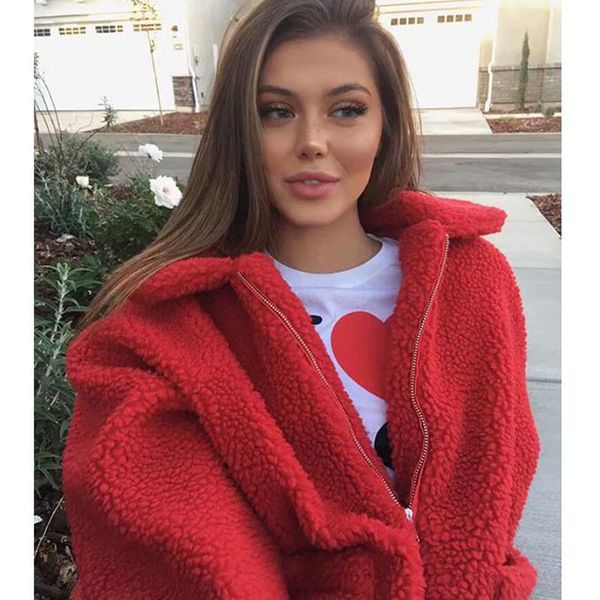

plush jacket casual women's fall winter 2020 european american faux fur sheepskin coats loose especially female fluffy warm, Black