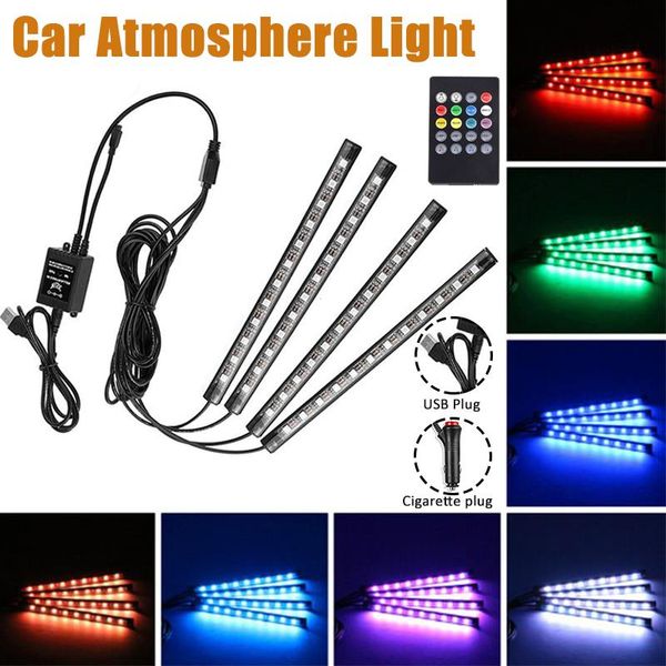 

36leds car led strip light car foot lights rgb colors styling decorative atmosphere lamps interior light with remote