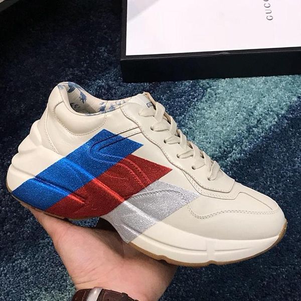 

fashion shoes sneakers for men with box flats trainers rhyton leather sneaker fashion type scarpe da uomo men shoes leather big size sale