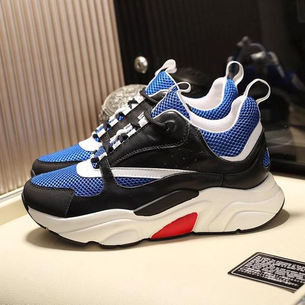 

luxury b22 calfskin sneaker mens shoes lace -up plus size comfortable drop ship breathable casual shoes vintage footwears outdoor walking, Black