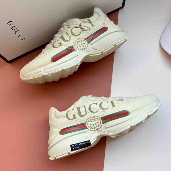 

size35-45 with box,r luxury leather casual sports shoes, fashionable rhyton sneakerss, comfortable versatile,cc