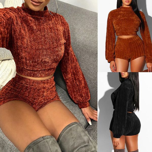 

women tracksuit women 2 piece outfits long sleeve sweatshirt + shorts ladies fashion clothes sets, Gray