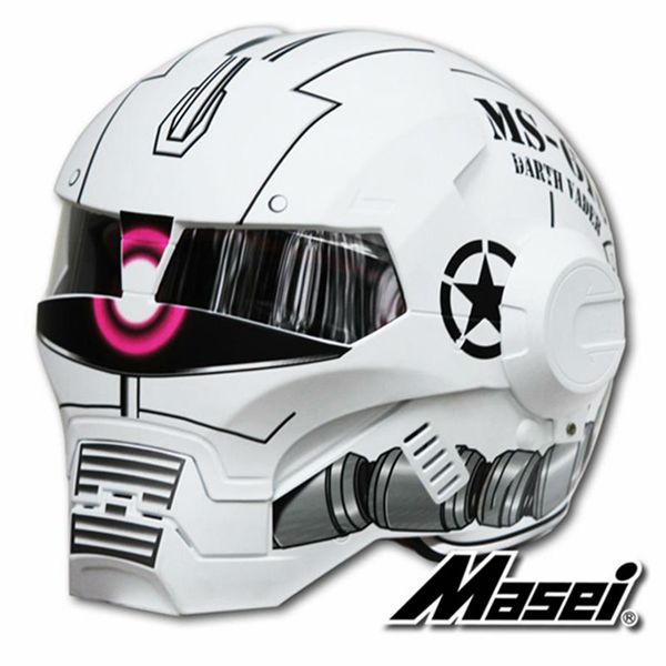 

2020 masei zaku dumb matte white ironman iron man helmet motorcycle helmet retro half open face 610 abs casque