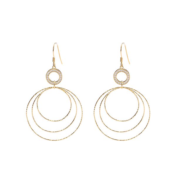 

Trendy Jewelry geometry round shape zircon 18K gold plated 925 sterling silver earrings