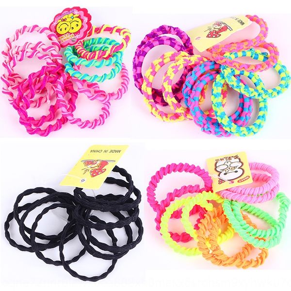 

2ntxm korean style children's rubber rubber band rope hair rope color high elastic seamless thread bean band bamboo princess hair ring, Slivery;white