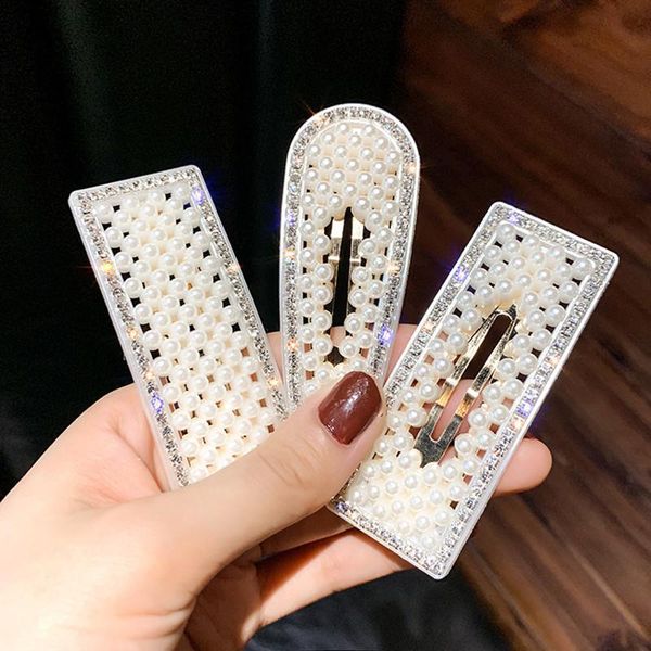 

korean version of ins children's pearl hair clip cute bb clip child bangs hair accessories, Slivery;white