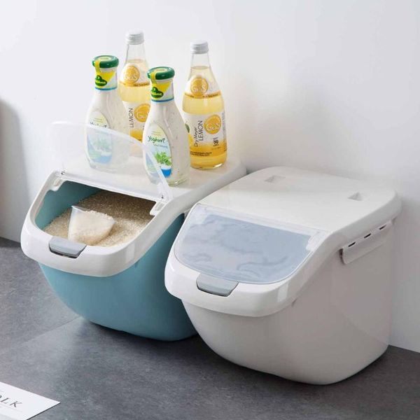 

rice container kitchen rice storage box flour grain cereal container dust-proof kitchen organizer automatic lid