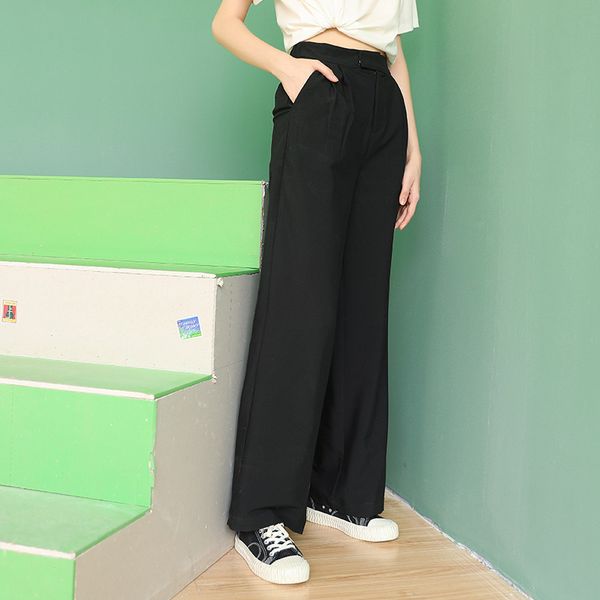 

high-waisted wide-leg trousers for office ladies fashion 2020 new, Black;white