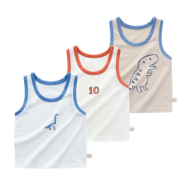 

children's cotton sleeveless baby summer korean style casual i-shaped vest summer vest combination, Blue