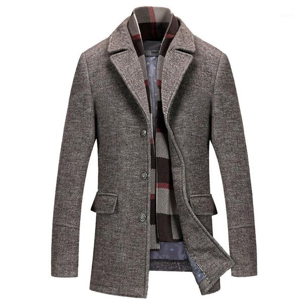 

men winter coat men men's casual wool trench coat fashion business long thicken slim overcoat jacket parka clothes long1, Tan;black