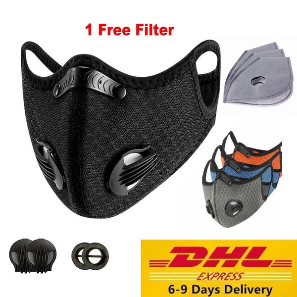 

us stock sport face mask pm2.5 cycling mask anti-dust anti-pollution activated carbon filter effect >95% mtb bike cycling face, Black