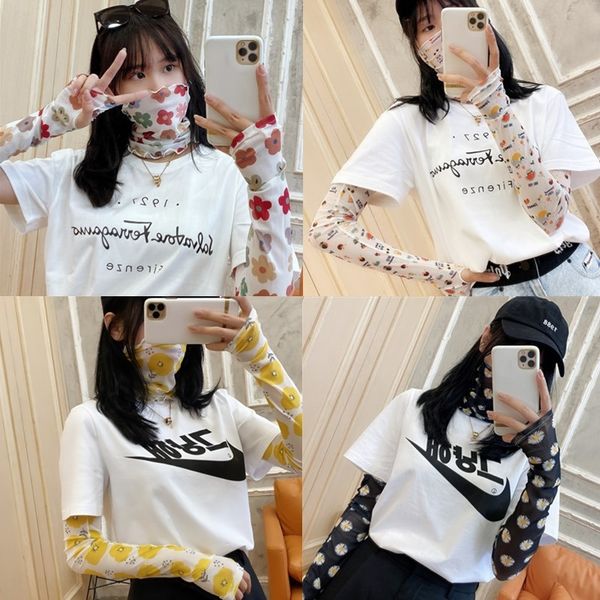 

daisy sunscreen women's and gloves cute armrest arm sleeve arm sleeve ins mask face covering ice silk gloves driving tide, Black