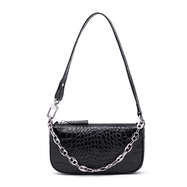 

design bag french bag 2020 ladies leather fashion chain underarm bag girl temperament one shoulder wild diagonal black handbag 1359