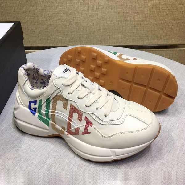 

new womens shoes fashion footwears zapatos de mujer with box womens rhyton sneaker leather womens shoes casual design scarpe da donna fa, Black