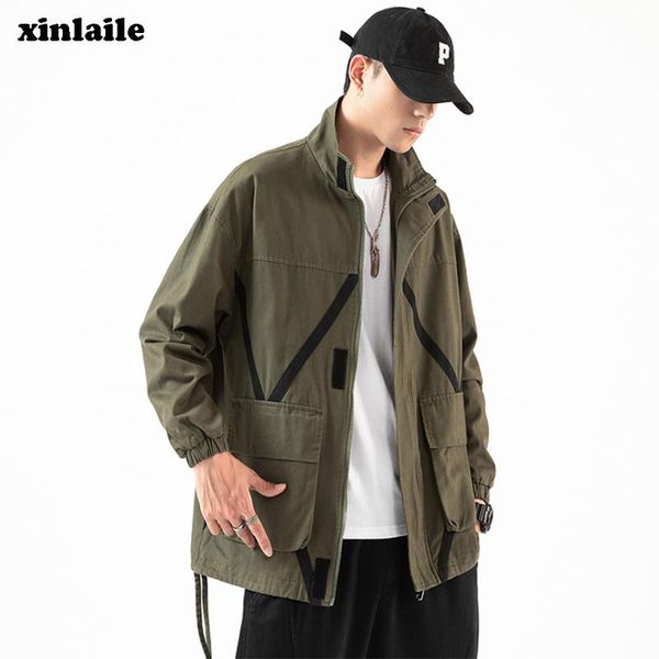 

men's jackets spring and autumn jacket baseball uniform loose large size casual windbreaker brand clothing fashion coat, Black;brown