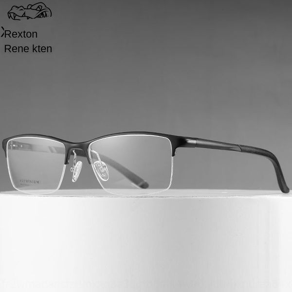 

new men's anti-blue light plain glasses optical myopia aluminum magnesium half-frame optical glasses frame 6327, Silver