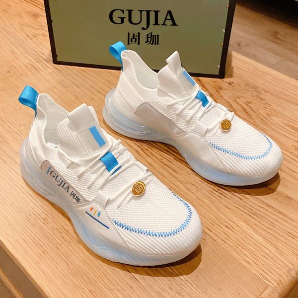 

italian design gujia gg casual fashion sneakers men's shoes official latest brand layer cow leather splicing canvas, Black