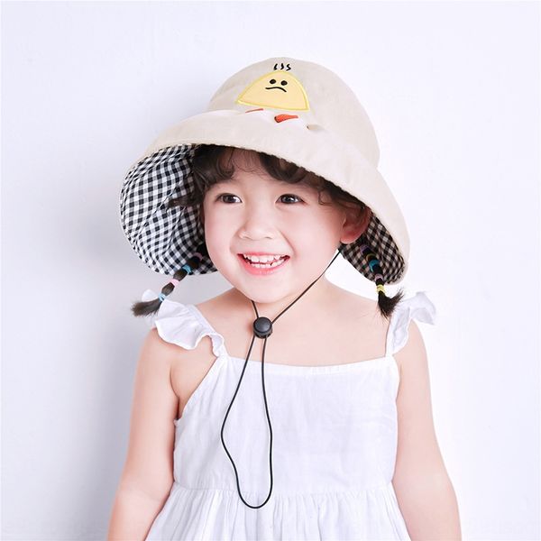 

children's summer 2020 new empty for boys and girls creative sun ball cap sun cartoon double-foot rice ball hat outdoor sunshade hat, Blue;gray