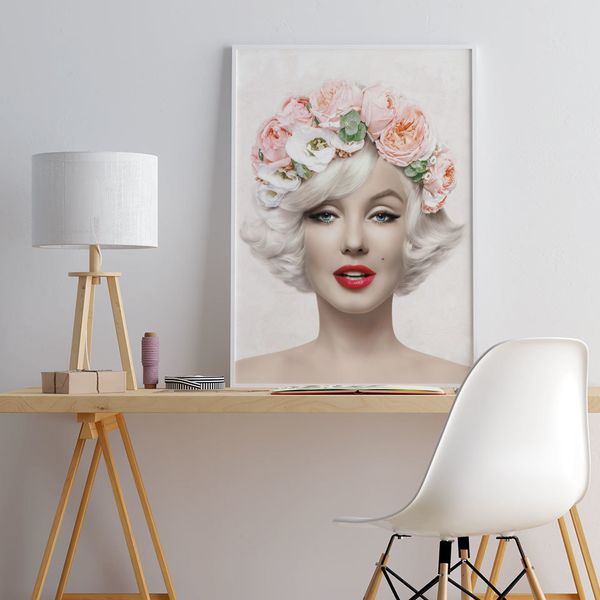 

fashion poster marilyn bubble gum canvas painting black white wall art print monroe modern picture for living room on the wall