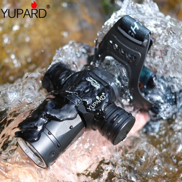 

t6 led diving charging headlight strong light underwater waterproof long-range lightyellow l2 18650 bulb bulb headlight