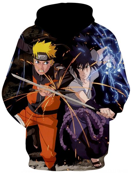 

наруто 3d печать с капюшоном свитер 2019 осенью и зимой моды пальто цифровой свитер digital пальто бренд мужской, Black