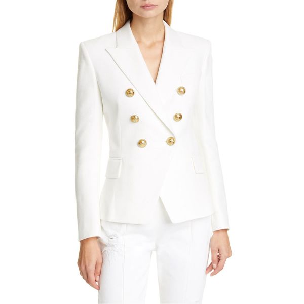 

2020 european and american cross-border womens spring new houndstooth button fashion suit jacket, White;black