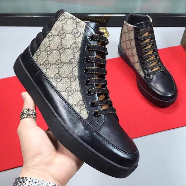 

men 's high sneaker fashion mens shoes autumn and winter footwears lace -up plus size casual luxury men shoes fast de, Black