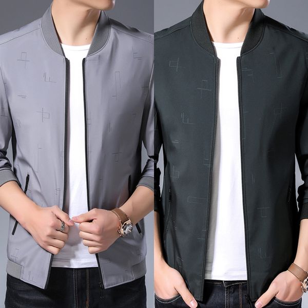 

baseball sleeve clip men's jacket 2020 autumn new youth men's baseball collar printed long-sleeved jacket, Black;brown