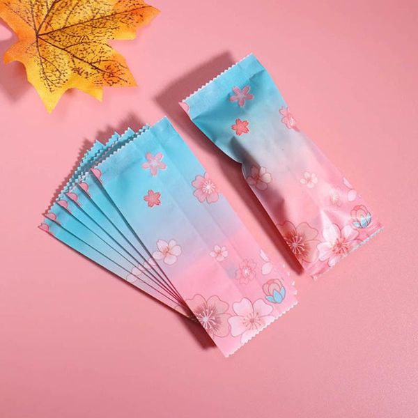 

500pcs/lot nougat wrapping bag blue pink romantic plum handmade party diy plastic candy packaging bag milk taffy candy wrapper