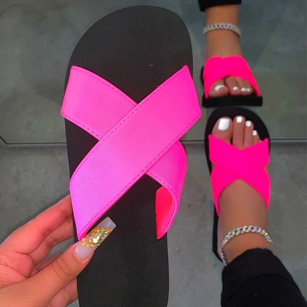 

2020 summer comfortable beach slippers pink home slippers comfortable wild explosion models fashion ins sandals colorful, Black