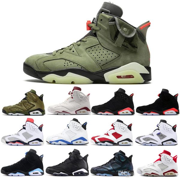 

x travis scotts 6 medium olive basketball shoes 6s men unc tinker black infrared cactus jack oregon mens sports sneaker 7-13