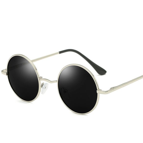

2020 new fashion round polarized sunglasses men brand design women shades retro alloy sun glasses uv400 eyewear, White;black