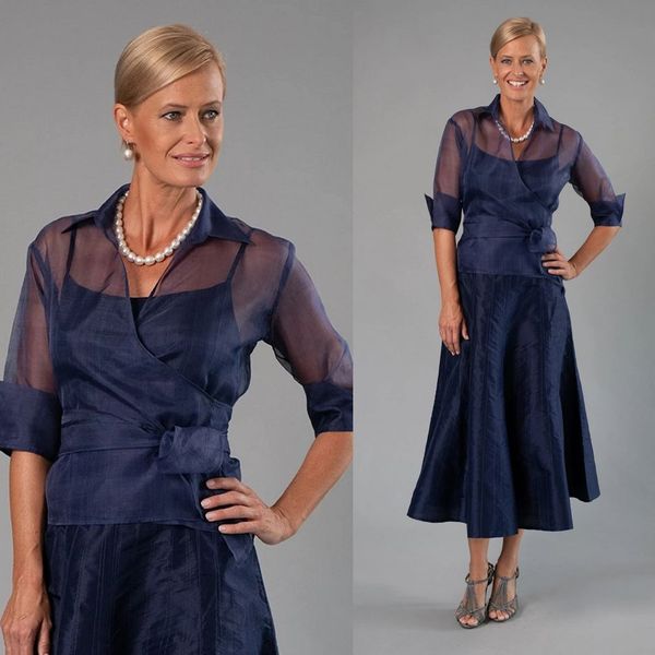 

2020 mother of the bride dresses v neck long sleeves lace chiffon evening gowns custom made tea-length plus size wedding guest dress, Black;red