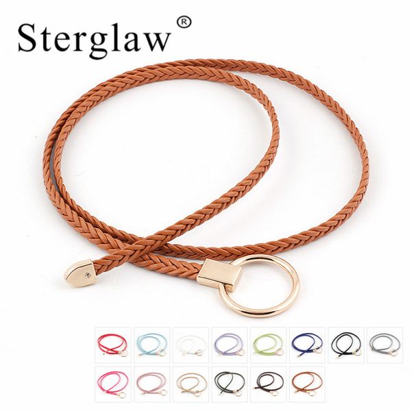 

110x0.8cm new woman weaving belts for woman casual leather chain belt womens straps female waist belt rope lady cintos n106, Black;brown