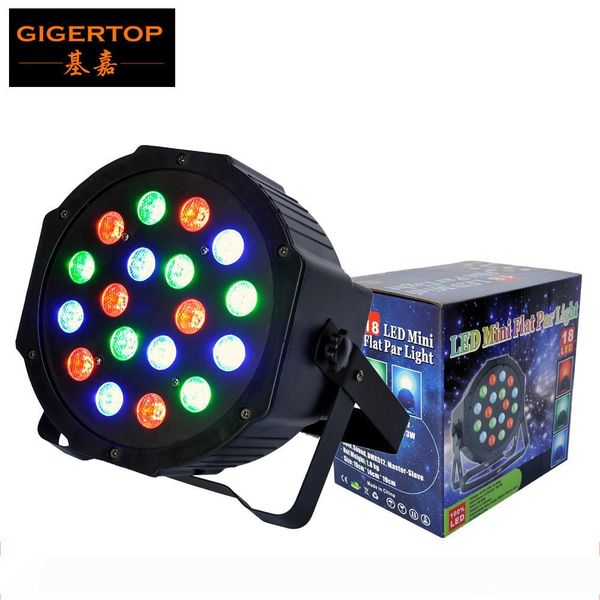 

tiptop stage light 18x3w пластиковые плоские led par light dmx 512 управление 3 6 каналов dual mode single rgb color линейный диммер стробос