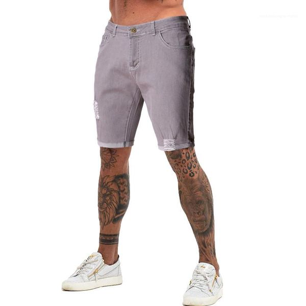 

shorts middle waist with pockets knee length washed straight mens summer shorts gery ripped jeans mens summer designer, White;black