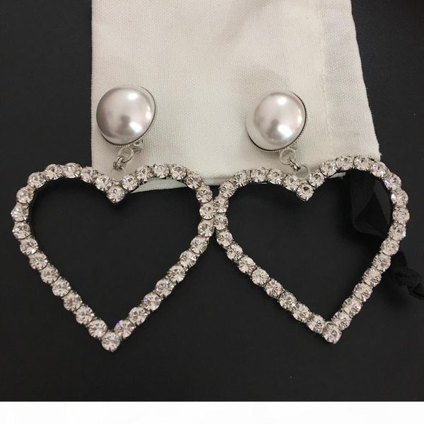 

luxury designer jewelry large heart pendant earrings for women fashion brand jewelry gift ship, Silver